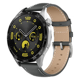Niboow 22mm Strap for Xiaomi Redmi Watch5 Active / Watch5 Lite/Xiaomi Watch S4 / 2 / S3 / S1 Pro, Men Women Vintage Leather Watch Bands for Huawei Watch GT 5 / GT 5 Pro / GT4 / Watch 4 46mm - Grey